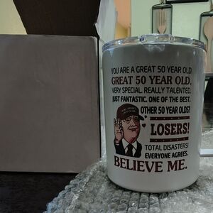 Donald Trump White Insulated Travel Mug with Humorous Print